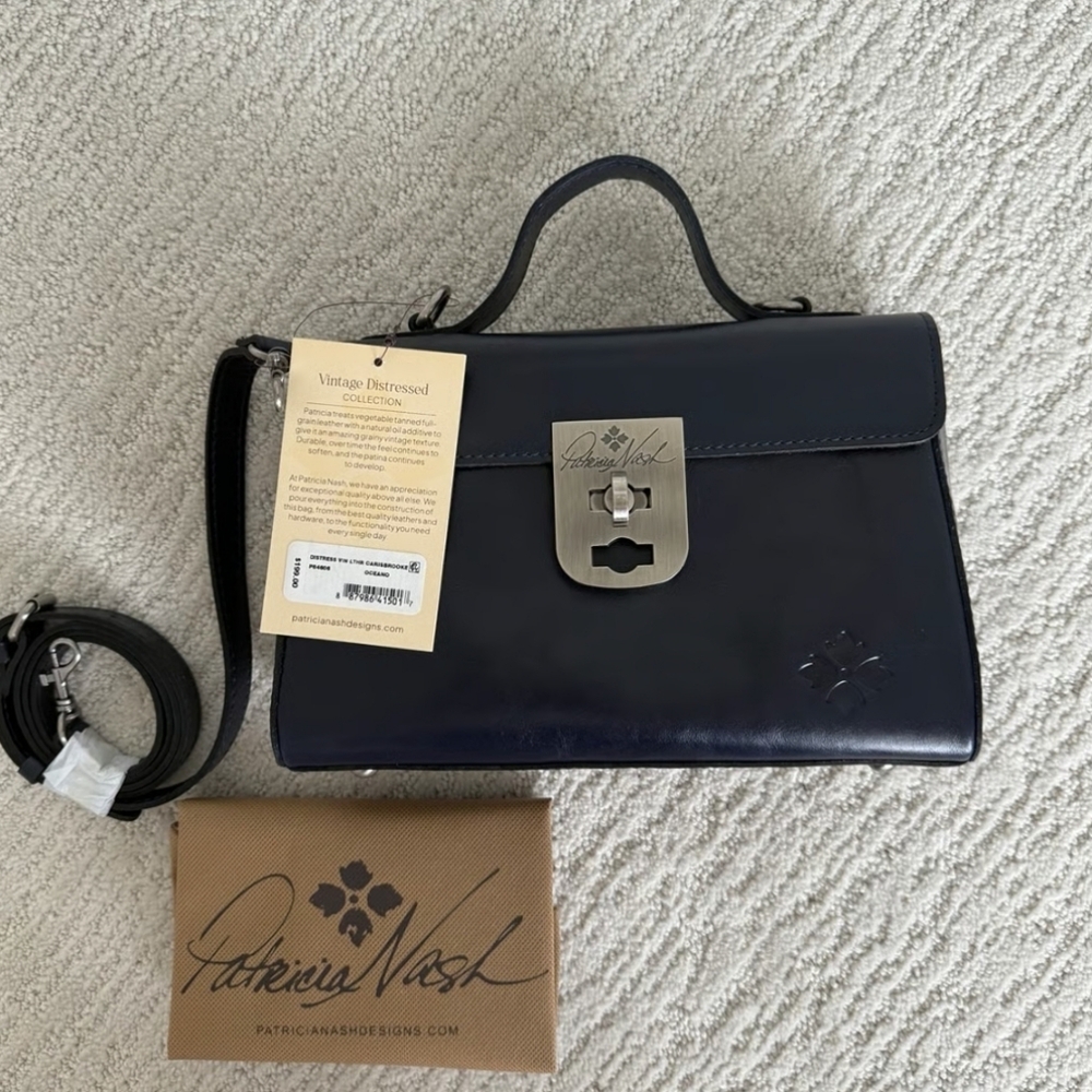 Patricia Nash Midnight Black  Leather Satchel